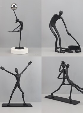 简约创意金属人物摆件舞蹈者桌面饰品样板间家居客厅玄关软装工艺