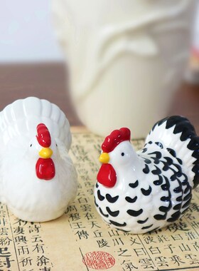 创意陶瓷鸡摆件吉祥物家居客厅酒柜装饰高档工艺摆设乔迁新居礼品