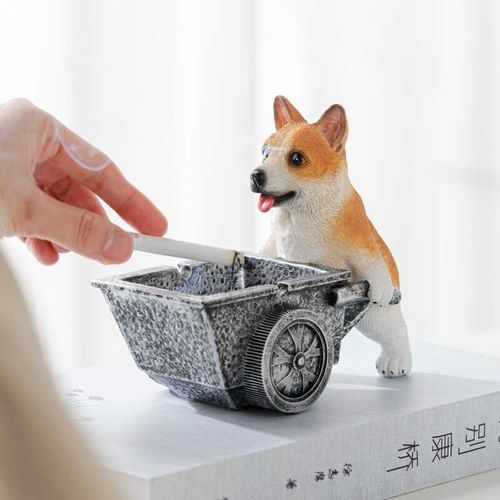 烟灰缸创意个性潮流高端大气上档次防飞灰家用客厅办公室可爱柯基