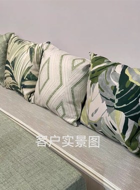 4545含芯绿色植物棉麻靠枕套田园卧室床头靠PP枕芯客厅沙发靠垫