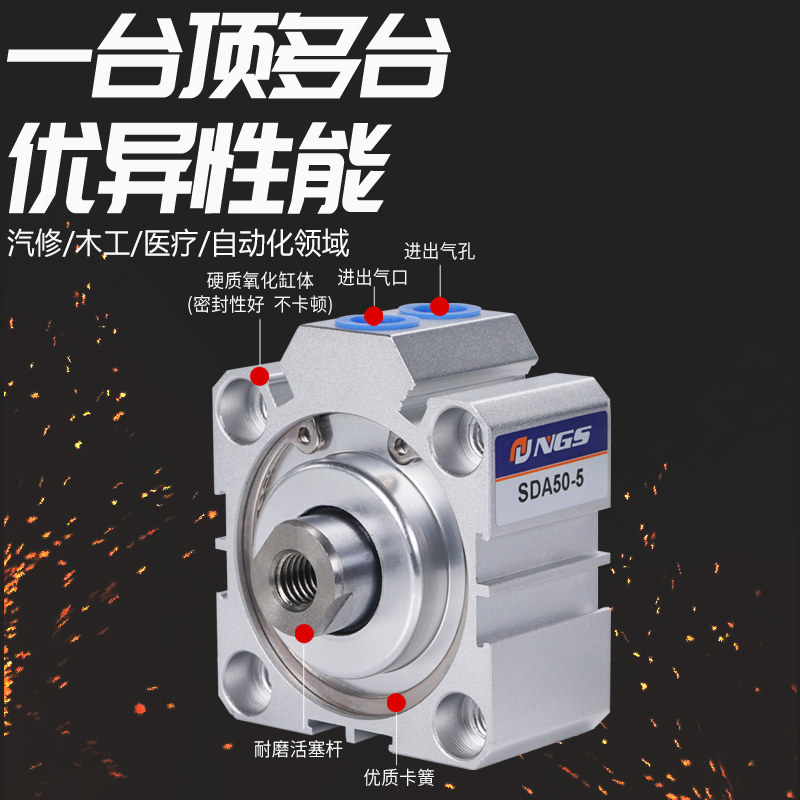 sdad50气动-可缸通孔 1010sdaw50出气-中轴 5 双做sdad40双头-