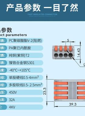 PCT-224  快速接线端子四进四出家装电工接线端子电线连接器32A