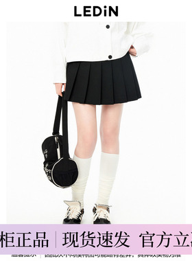 【商场同款】乐町百褶短裙秋季新款学院风黑色短款半裙C2GEE3212