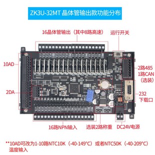64MR 国产三凌菱PLC工控板领控ZKq3u MT2路称重8轴脉 LK3U