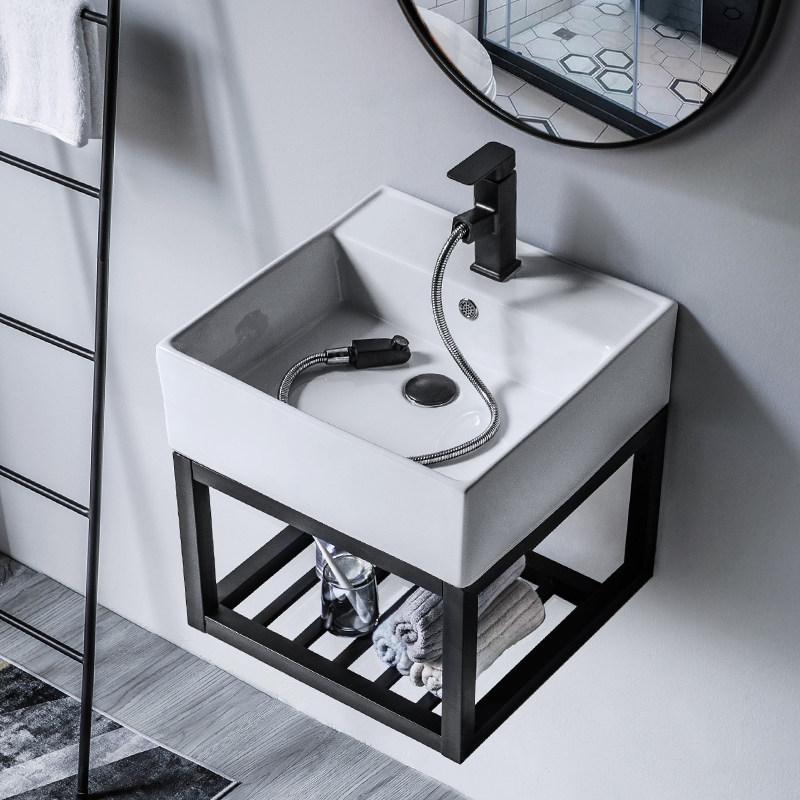 高档挂墙式洗手盆简易款加深13cm一体家用卫生间陶瓷洗脸盆小户型