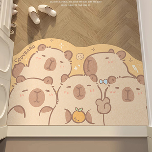 卡通地垫入户门垫棕色进门皮革地毯新款 门口防滑垫防水防污可裁剪