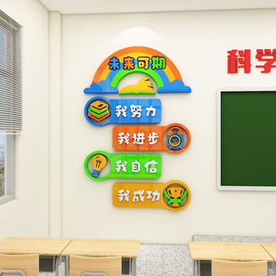 班级布置教室装 饰未来可期激励志文字标语中小学开学文化墙贴立体