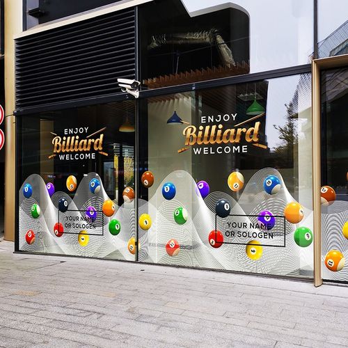桌球底纹腰线装饰静电贴台球billiard橱窗隐私半透美化健身房窗贴