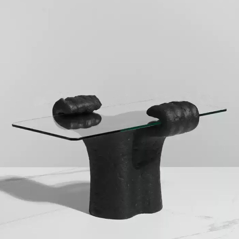 现代抽象设计师双手托举托盘客厅茶几样板间软装饰品创意收纳