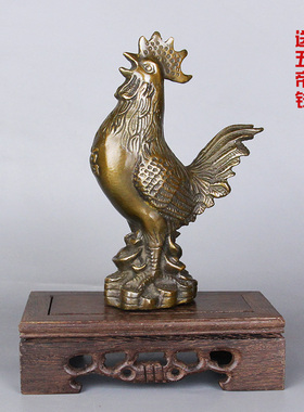 铜十二生肖鸡 铜公鸡摆件 福字金鸡公鸡L元宝鸡铜钱鸡家居装饰品