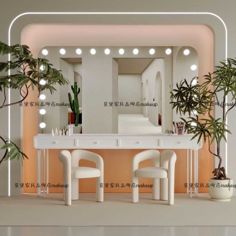 高级婚纱影楼专业带灯化妆镜台美容院彩妆纹绣Q师店用工作室梳妆