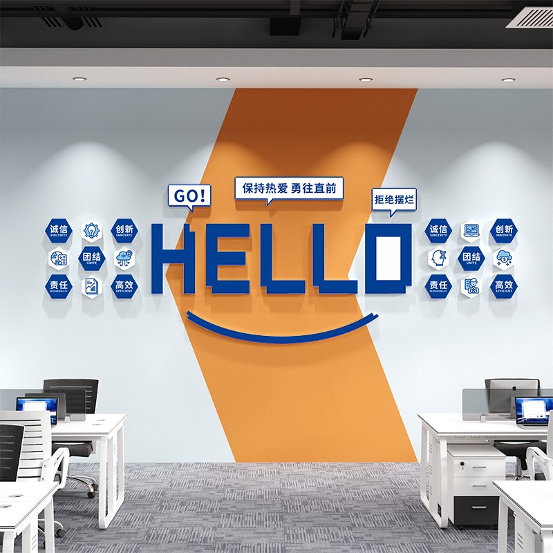 公司进门形象f墙企业团队员工激励文化墙标语办公室氛围布置高级