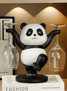 功夫熊猫红酒杯架倒悬q挂高脚杯架柜装饰品轻奢高档掉杯架家用摆