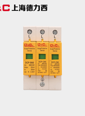 上海DC 工业家用浪涌保护器DCP-60KA3P电涌开关防雷避雷器220V