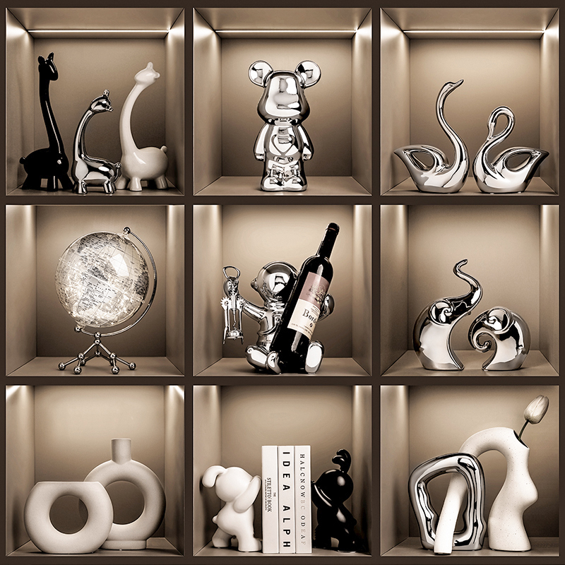 现代酒柜装饰品摆件n高端轻奢大气上档次客厅电视柜餐边柜乔迁礼