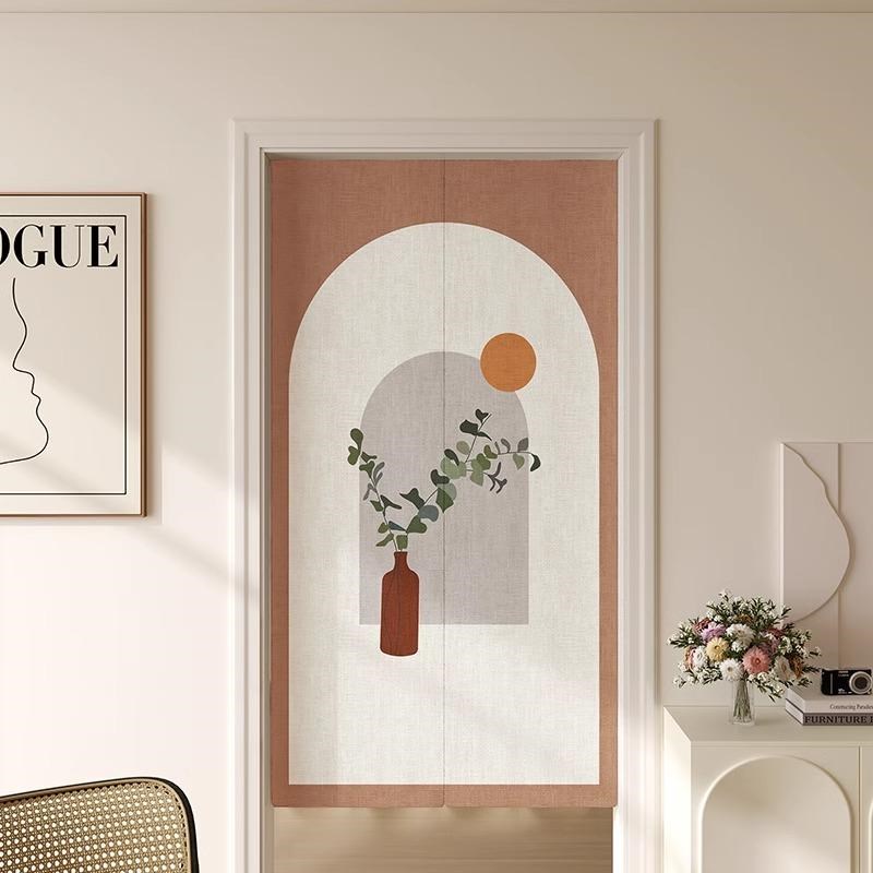 北欧抽象a门帘家用卧室卫生间遮挡隐私布帘房间装饰半帘厨房隔断
