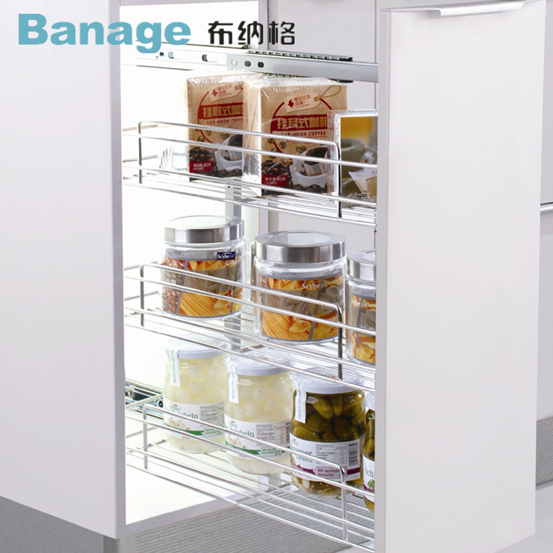 布纳格厨房橱柜200/300/400柜体侧装拉篮不锈钢调味品阻尼抽屉式