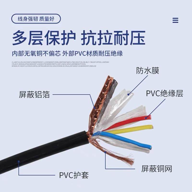 RVVP屏蔽信号线2 3 4 5 6芯x0.5 0.75 1 1.5 2.5平方控制线电缆线