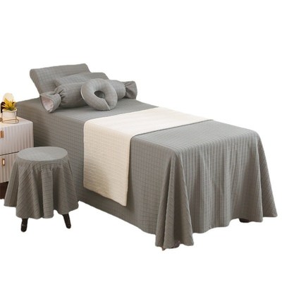 全棉针织棉美容床罩四件套高档z轻奢纯棉美容院按摩采耳床套