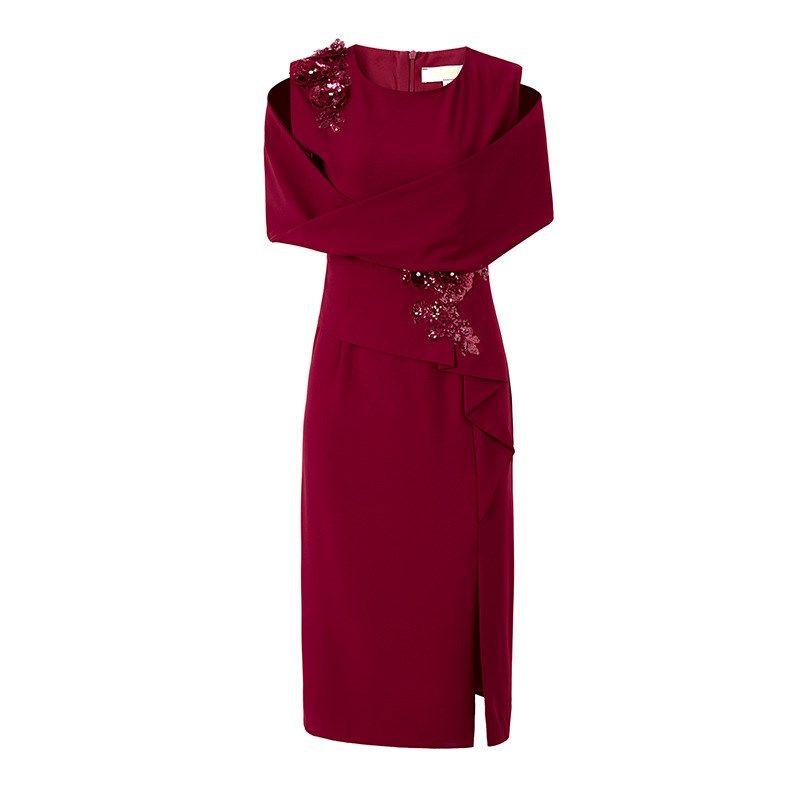 夏季短袖丈母娘结婚礼服裙t气质修身高贵优雅妈妈装婚庆喜服连衣