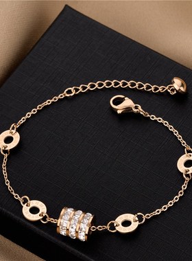 韩版简约钛钢手链j女ins小众设计网红福字小蛮腰手链百搭气质手饰