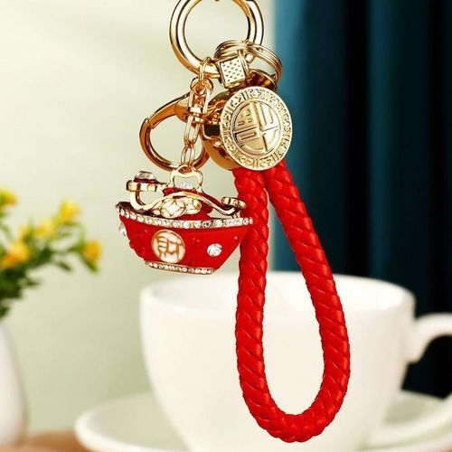 招财小元宝汽车i钥匙扣女网红高颜值包挂件金属钥匙链圈礼品