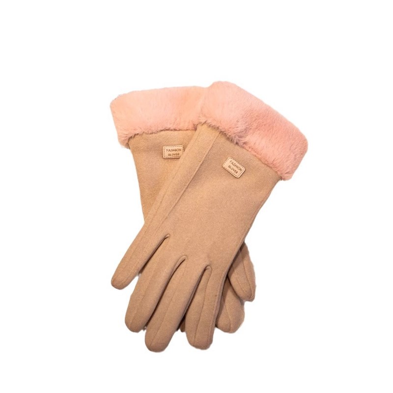 冬季加绒加厚德绒毛女士手套防寒防风G可触屏时尚户外保暖分指手