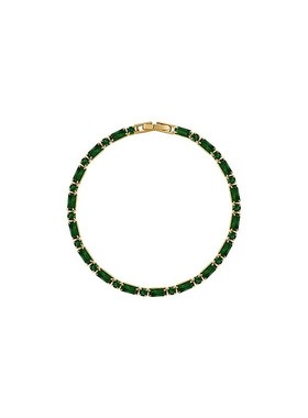 铜微镶复古祖母绿锆石手链女闺蜜E手饰韩版轻奢气质网红感手串