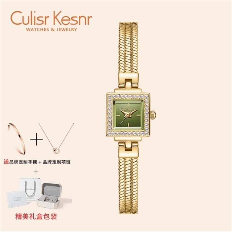 情人节礼物高颜值轻奢女士u手链表中欧复古小方盘石英表防水手表