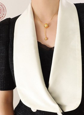 新中式ins风嘻哈潮流钢珠流苏吊坠项链J钛钢美拉德配饰圆蛇链饰品