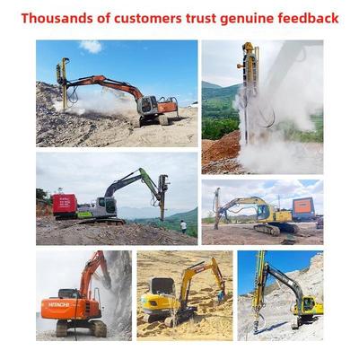 挖掘机改装凿岩潜孔钻机矿山爆破隧道打孔劈裂钻架式光伏引孔机