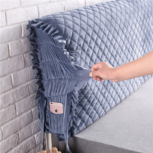 全包床头罩水晶h绒皮床不规则欧式实木软包布艺防滑弹力防尘靠背