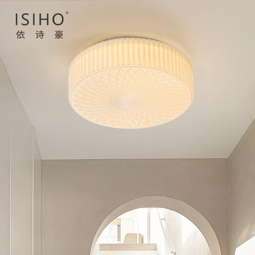 中古奶油风卧室吸顶灯法式复古怀旧书房衣K帽间奶白色艺术玻璃灯