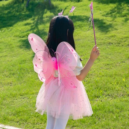 儿童蝴蝶翅膀背饰3岁6魔法棒小孩子女童发光可动仙女公主玩具女孩