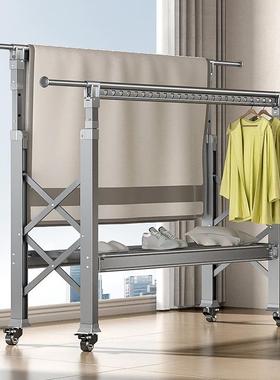 户外晒衣架家用阳台晾衣杆挂衣架晒新品加厚铝合金落地晾衣架折叠