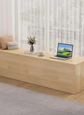 飘窗柜实木阳台柜矮柜地柜可坐落地窗台储物柜收纳组合柜榻榻米柜