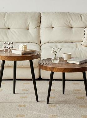 年轮款沙发边几圆形小茶几客厅阳台角几小桌子网红创意圆几