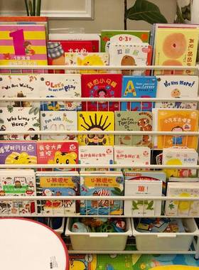 儿童书架宝宝绘本架家用一体落地置物架可移动简易书柜玩具收纳架