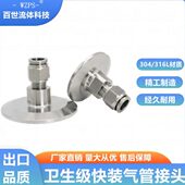 快速皮接PC 304卫生级快装 气管快插软管卡箍不锈钢卡箍接头NPT1