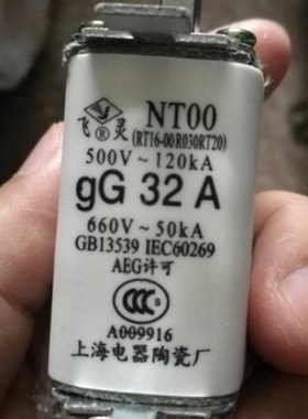 NT00陶瓷熔断器保险丝熔芯RT16 R030 32A 63A