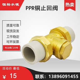 PPR卧式止回阀塑料灰色单向水表热熔防倒流直通式活接逆止阀4分20