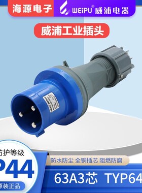 WEIPU威浦63A3芯 TYP641 航空插头 工业插头 220V 2P+E IP44