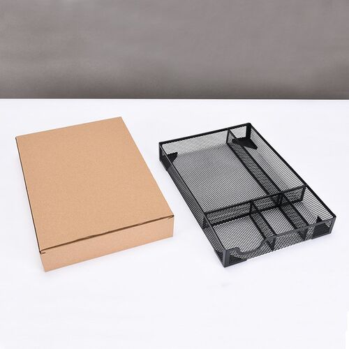 金属铁网收纳盘办公收纳盒桌面整理无盖收纳框  抽屉多分格收纳盘