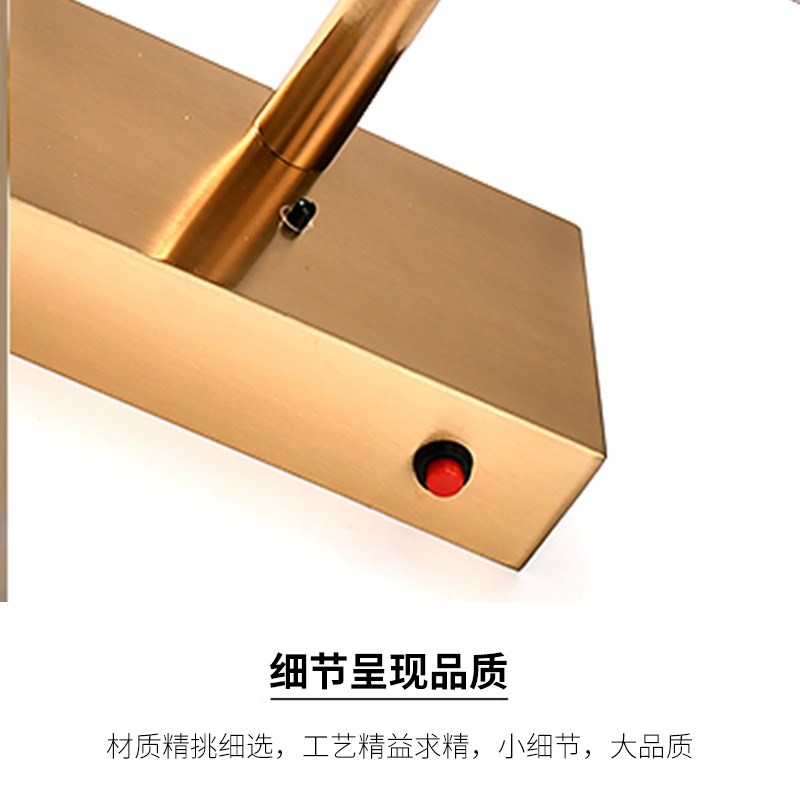 跨境简约镜前灯无须拉线镜柜灯遥控一键三色亮光壁灯床头卧室灯