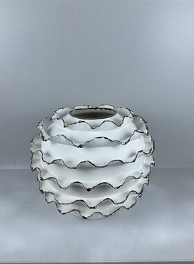 妖及样板间贝壳主题创意花束售楼部客厅陶瓷波浪花器白色艺术花艺