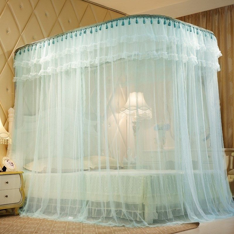 u型轨道新款导轨蚊帐1.8m床双人家用1.5米加密加厚2m2.2伸缩蚊帐