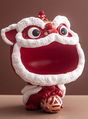 创意国潮入户玄关钥匙收纳装饰新中式客厅茶几S办公室醒狮装饰品