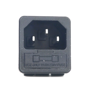 品字插座卡位 AC电源插座三脚插座10A公座带保险丝全铜黑色 嵌入式