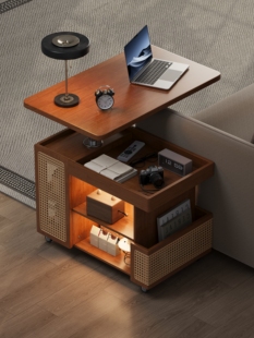 中古可移动茶几实木可升降沙发边几边柜客厅小推车小户型家用茶桌