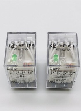 HF18FF-024-4Z13D四组转换14脚6A250VAC插入式带灯宏发继电器24V